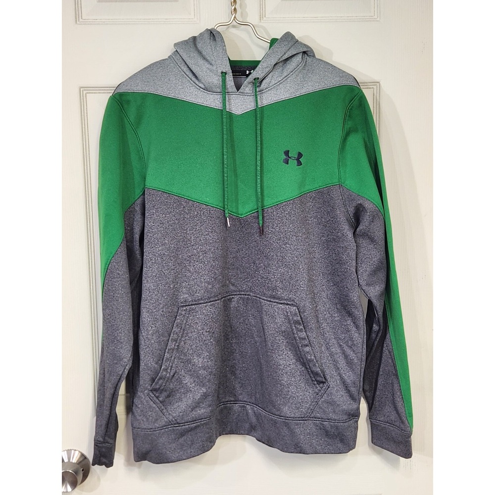 Under Armour Hoodie Hooded Sweatshirt‎ Shirt Men's Medium Loose Gray Green ~ VG